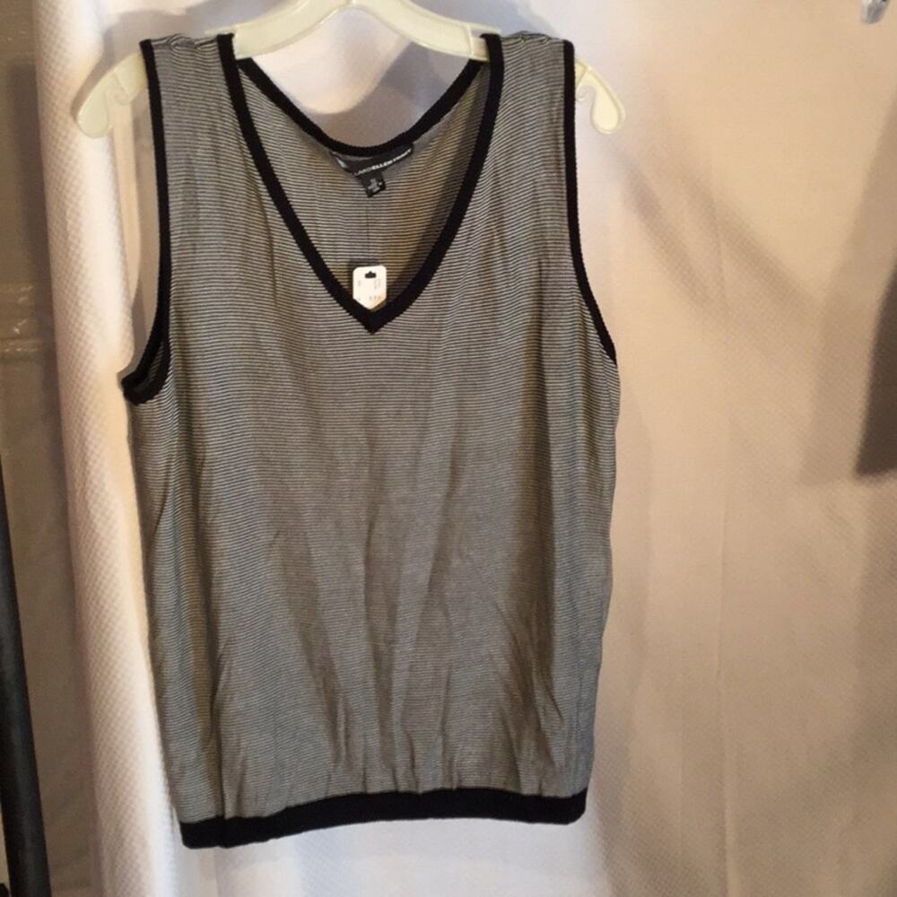 Ellen Tracey blvd/wht stripe 1x sweater tank NWT